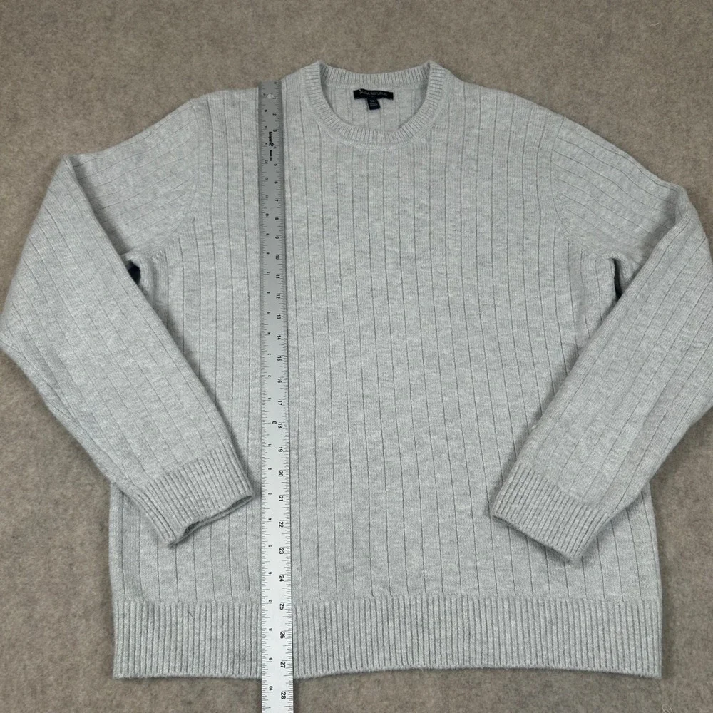 Banana Republic Sweater Mens XL‎ Grey Ribbed Knit Crewneck Long Sleeve